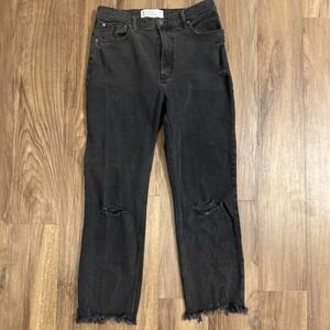 ABERCROMBIE & FITCH Ankle Straight Ultra High Rise Jeans Size 28/6R Black‎